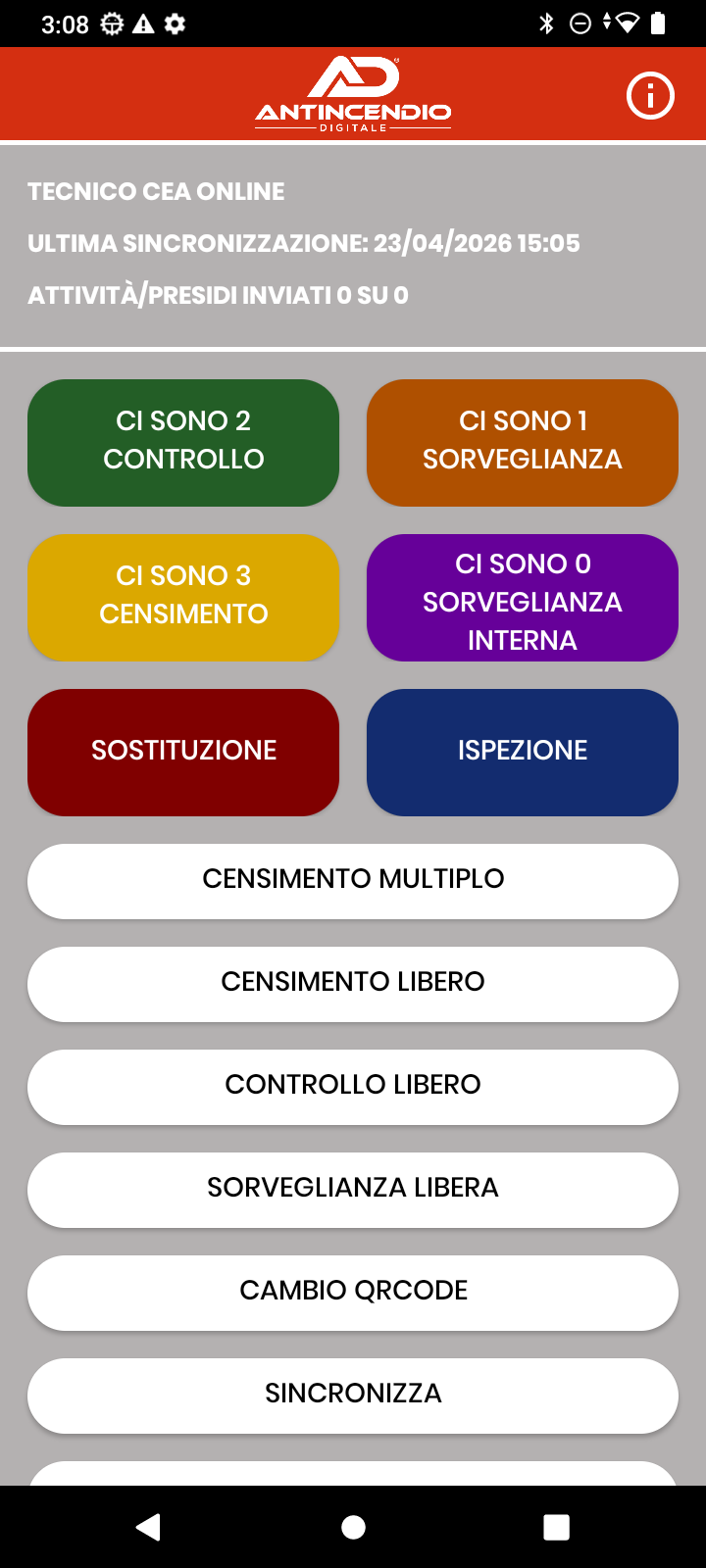 Schermata app Android Antincendio Digitale